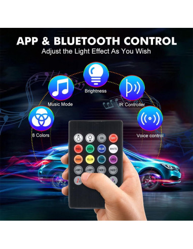 Luces LED RGB de Interior Minsezhi para Automóvil 24 LEDs