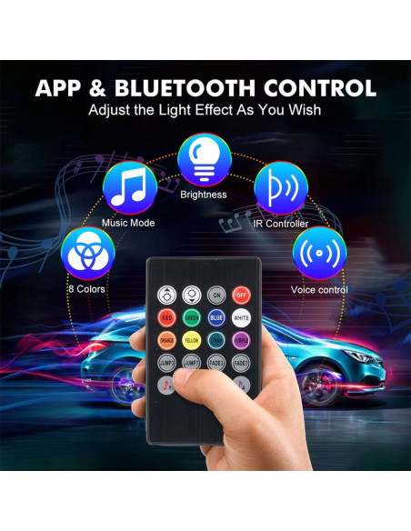 Luces LED RGB de Interior Minsezhi para Automóvil 24 LEDs