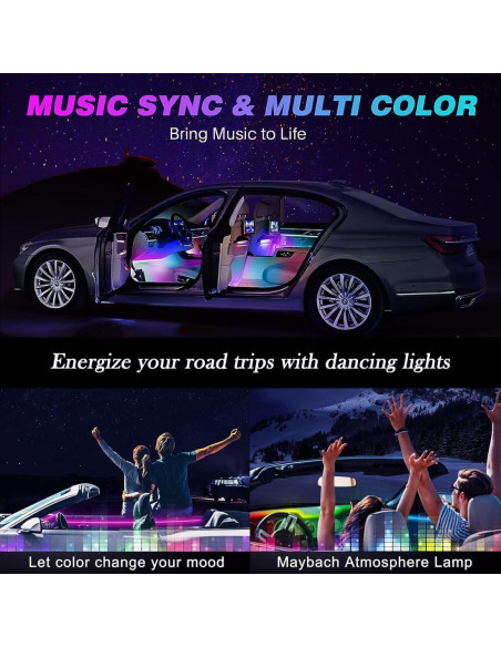 Luces LED RGB de Interior Minsezhi para Automóvil 24 LEDs