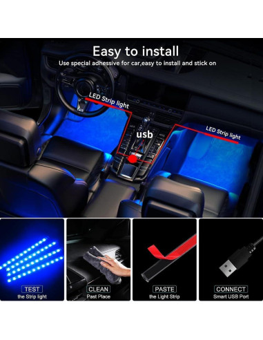 Luces LED RGB de Interior Minsezhi para Automóvil 24 LEDs