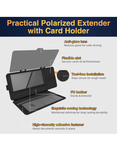 Extensor de Visera Solar PJLJY 2-en-1 con Soporte de Registro