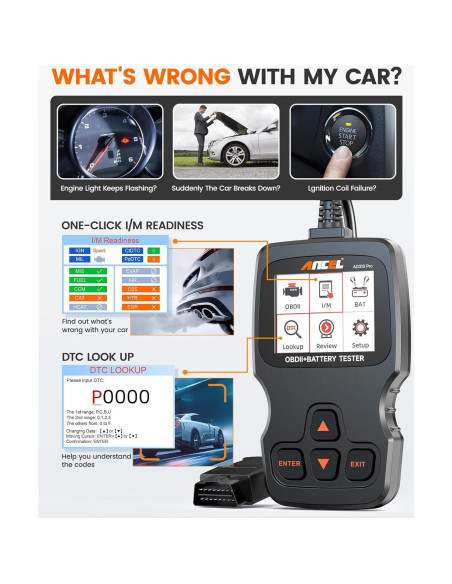 ANCEL AD310 Pro Lector OBD2 y Probador de Batería 12V/24V