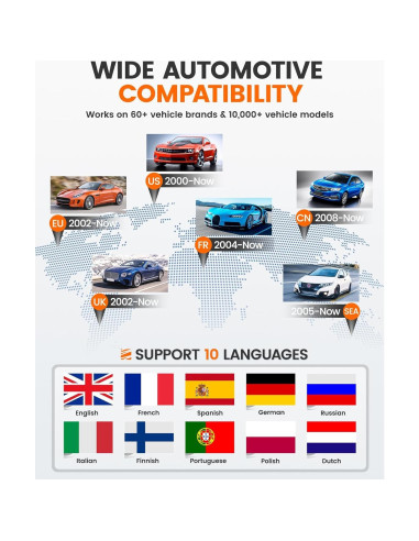 ANCEL AD310 Pro Lector OBD2 y Probador de Batería 12V/24V