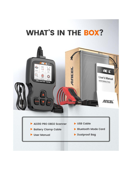 ANCEL AD310 Pro Lector OBD2 y Probador de Batería 12V/24V