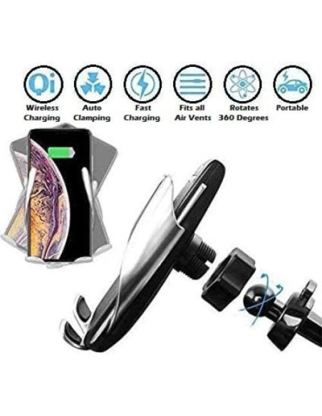 Soporte Automático para Teléfonos Móviles QXTEI Carga Inalámbrica 10W