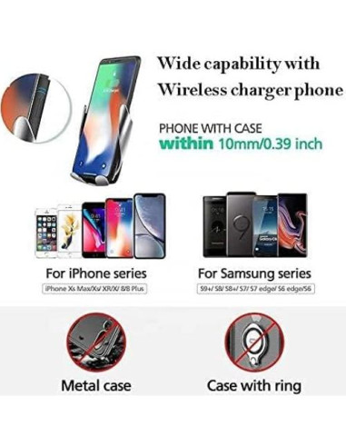 Soporte Automático para Teléfonos Móviles QXTEI Carga Inalámbrica 10W