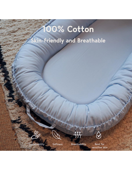 Sofá para Bebés CooCooBaby Azul 100% Algodón Transpirable