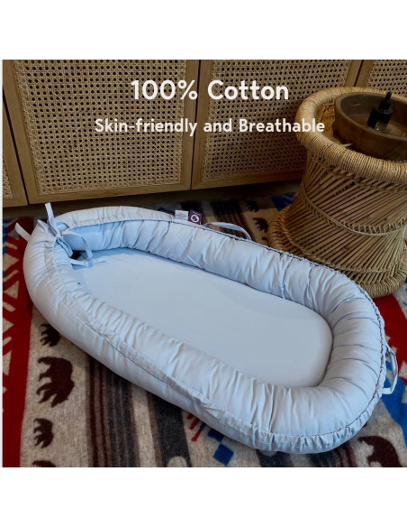 Sofá para Bebés CooCooBaby Azul 100% Algodón Transpirable