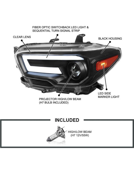 Faros Proyector Spec-D Tuning Toyota Tacoma 2016-2022 LED