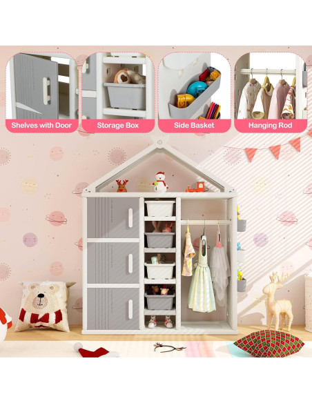 Armario Abierto de Almacenamiento Costzon para Niños 130x34.3x156.2cm