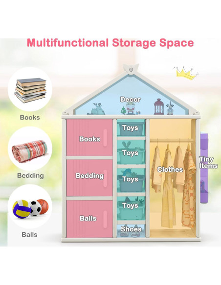 Armario Abierto de Almacenamiento Costzon para Niños 130x34.3x156.2cm