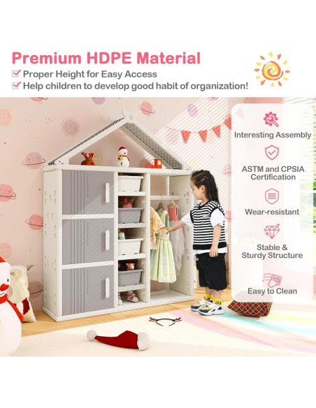 Armario Abierto de Almacenamiento Costzon para Niños 130x34.3x156.2cm