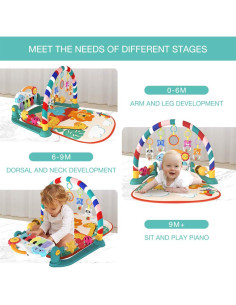 Alfombra de Juego Musical ENERS Verde para Bebés 0-36 Meses 2