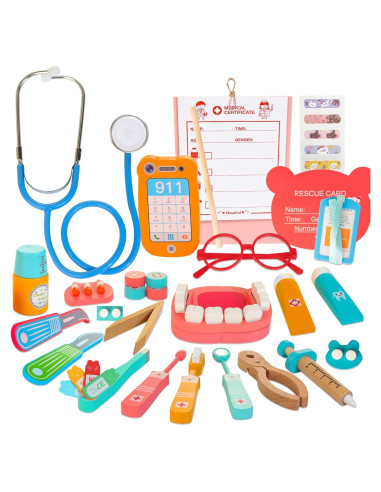Kit Médico de Dentista de Madera ShenZhen, 41 Piezas para Niños