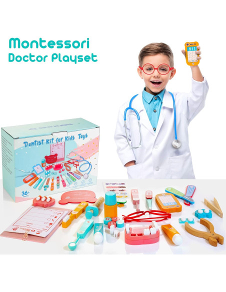 Kit Médico de Dentista de Madera ShenZhen, 41 Piezas para Niños
