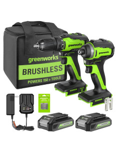 Kit Taladro y Destornillador Inalámbrico Greenworks 24V 2 Piezas