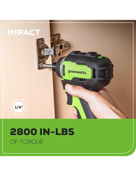 Kit Taladro y Destornillador Inalámbrico Greenworks 24V 2 Piezas