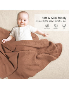 Manta de Muslín 100% Algodón Susurration 101.6x101.6cm Marrón 2