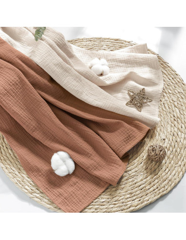 Manta de Muslín 100% Algodón Susurration 101.6x101.6cm Marrón