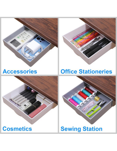 Cajones Organizador Bajo Escritorio LuluEasy 2 Pcs Gris