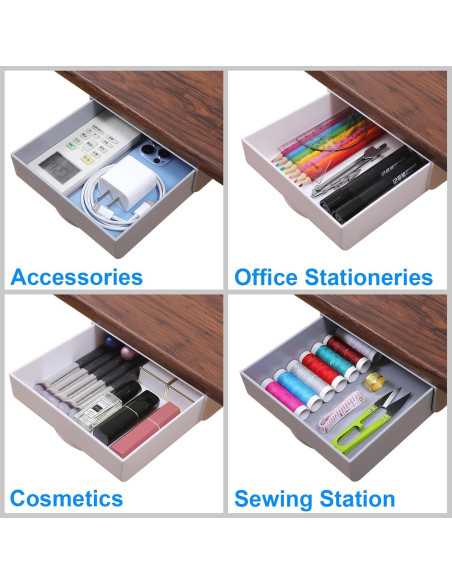 Cajones Organizador Bajo Escritorio LuluEasy 2 Pcs Gris