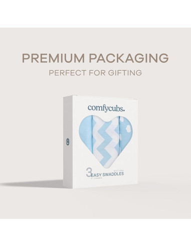 Manta de Envoltura Comfy Cubs 100% Algodón Azul 3 Paquetes