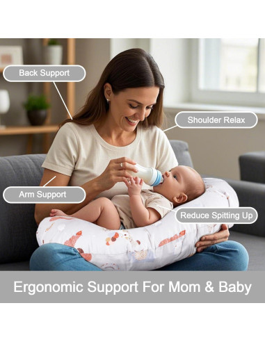 Almohada de Lactancia x-vesolje Gris Animal Ergonométrica