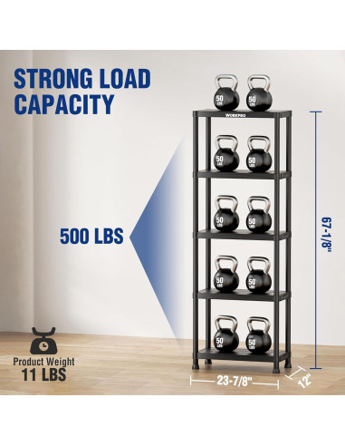 Estantería de Plástico WORKPRO 5 Niveles 500 lb 170.2 cm