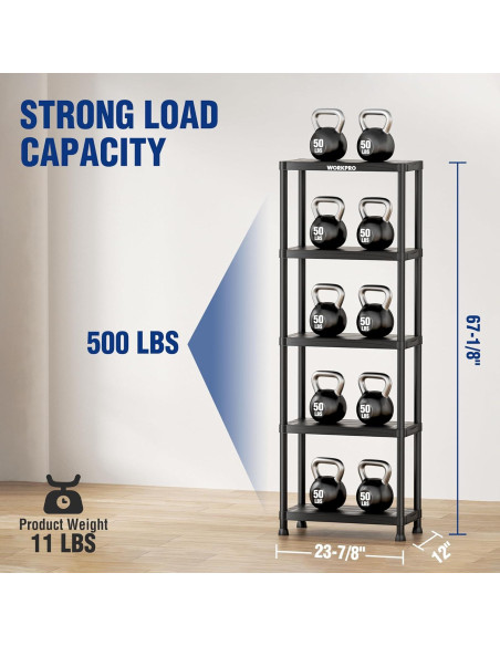 Estantería de Plástico WORKPRO 5 Niveles 500 lb 170.2 cm