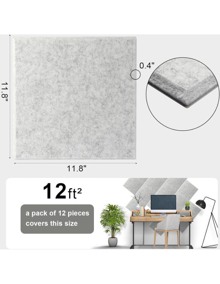 Paneles Acústicos Durbles - Aislamiento Sonoro 12 Piezas Gris