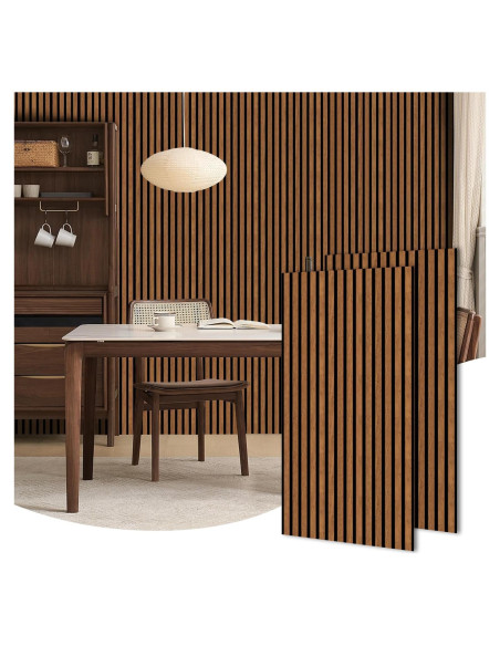 Paneles Acústicos 3D HPINUB Madera de Nogal 60x120cm 2 Pcs