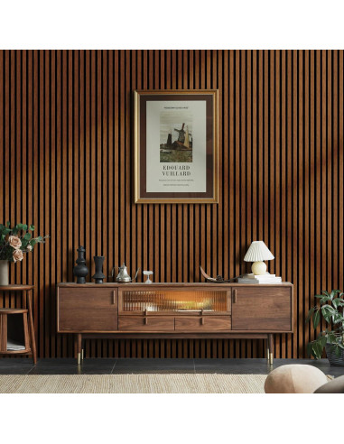 Paneles Acústicos 3D HPINUB Madera de Nogal 60x120cm 2 Pcs