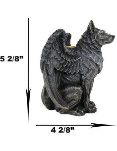 Estatua Soporte de Vela Lobo Alado Ebros 13.34 cm 2