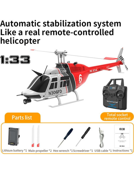 C138 Helicóptero RC OYDL 6CH con Giroscopio y Acrobacias