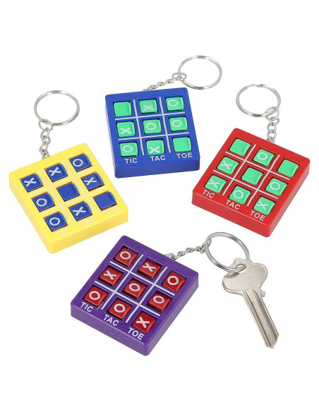 Juego de Llaveros Tic-Tac-Toe 12 Piezas Colores Brillantes 4.4cm