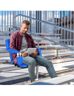 Asiento de Estadio Plegable ZENY Azul con Respaldo y Cojín 2