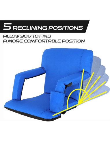Asiento de Estadio Plegable ZENY Azul con Respaldo y Cojín