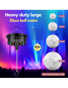 Motor de Bola de Disco IGRARK con Luz y Control Remoto 0-15 RPM 2