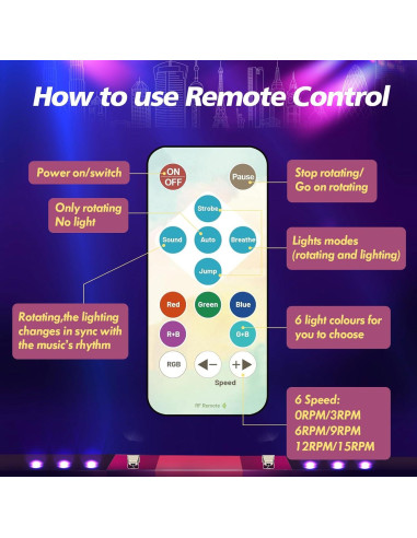 Motor de Bola de Disco IGRARK con Luz y Control Remoto 0-15 RPM