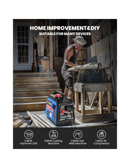 Generador Inversor POXURIO 4000W Gas Silencioso para Camping