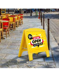 Cartel Sandwich A-Frame M&T Displays Amarillo 63x50 cm Doble Cara 2