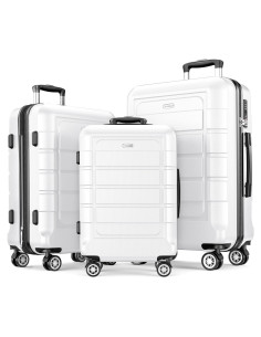 SHOWKOO Juego de Maletas Expandibles 3 Piezas PC+ABS Blancas