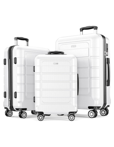 SHOWKOO Juego de Maletas Expandibles 3 Piezas PC+ABS Blancas