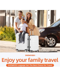SHOWKOO Juego de Maletas Expandibles 3 Piezas PC+ABS Blancas 2
