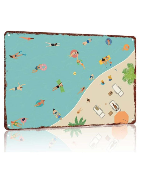 Cartel Decorativo de Aluminio ZXWLH 30x20cm Piscina Verano