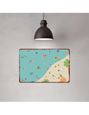 Cartel Decorativo de Aluminio ZXWLH 30x20cm Piscina Verano