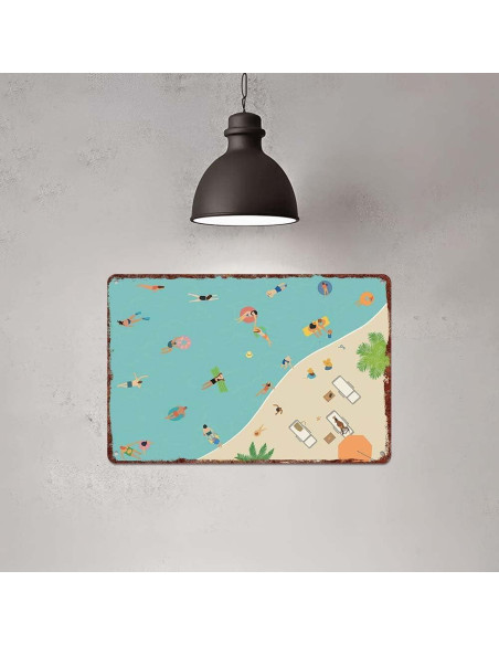 Cartel Decorativo de Aluminio ZXWLH 30x20cm Piscina Verano