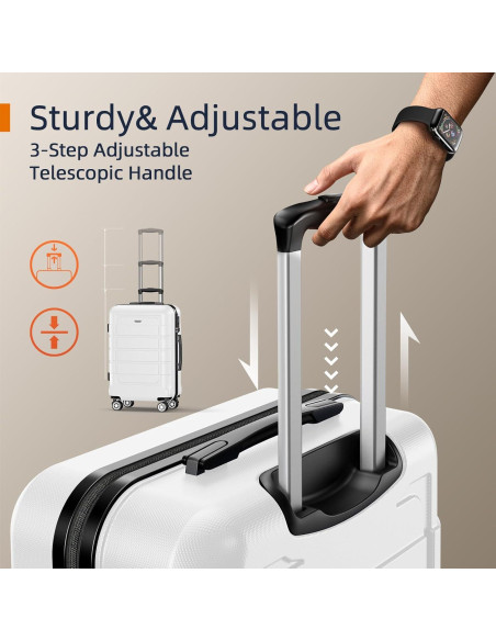 SHOWKOO Juego de Maletas Expandibles 3 Piezas PC+ABS Blancas