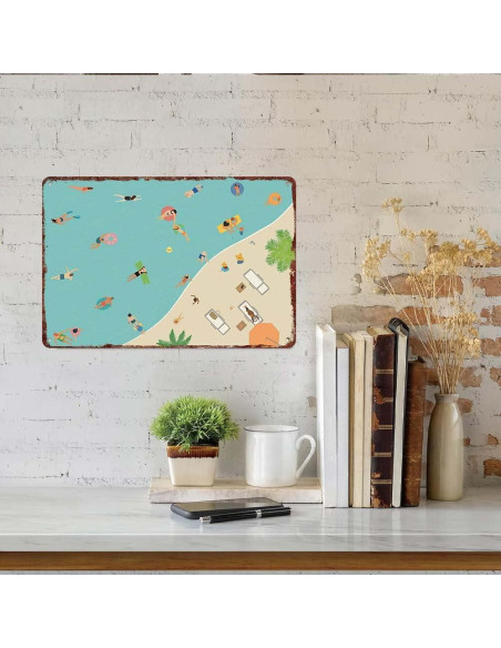 Cartel Decorativo de Aluminio ZXWLH 30x20cm Piscina Verano