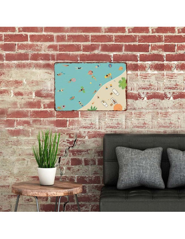 Cartel Decorativo de Aluminio ZXWLH 30x20cm Piscina Verano